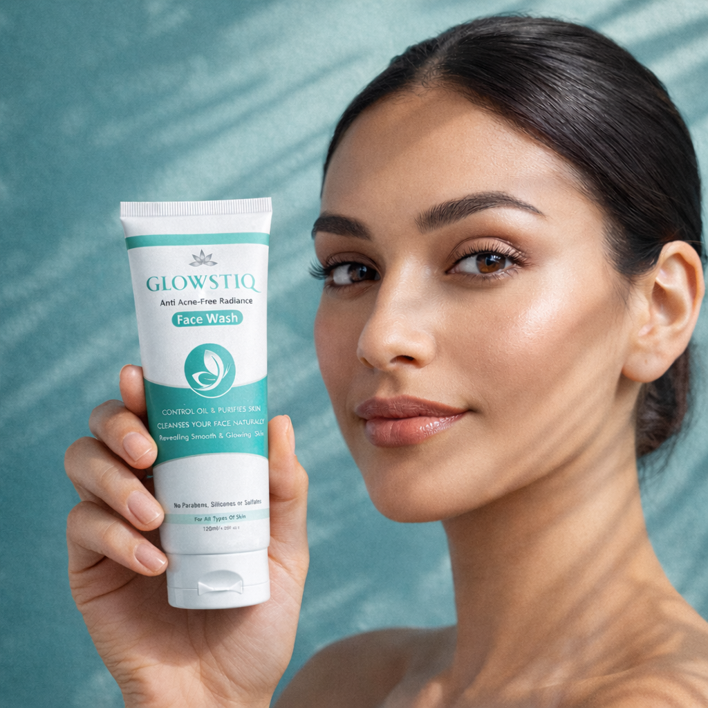 Glowstiq Anti Acne-Free Radiance Face wash - model photo Glowstiq Anti Acne-Free Radiance Face wash - model photo