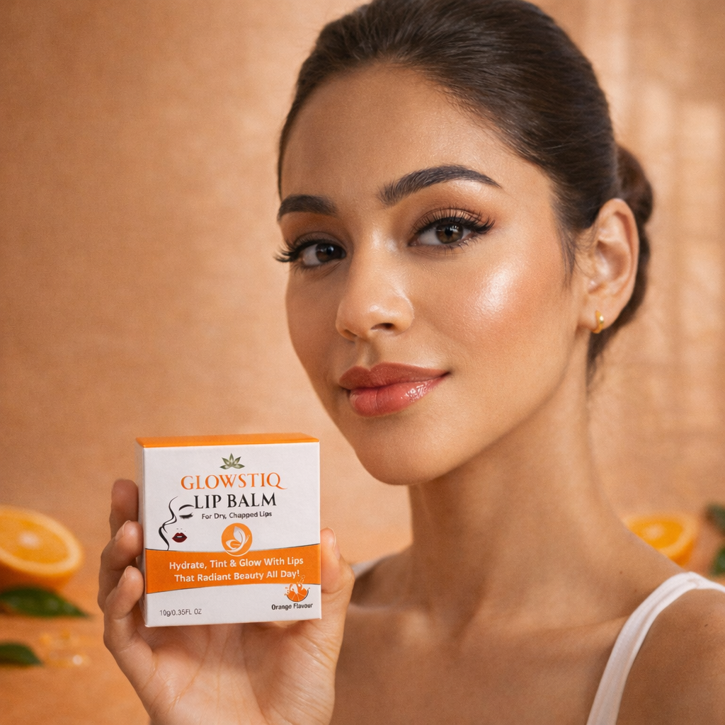 Lip Balm Model Photo Lip Balm Orange Flavor Product Image