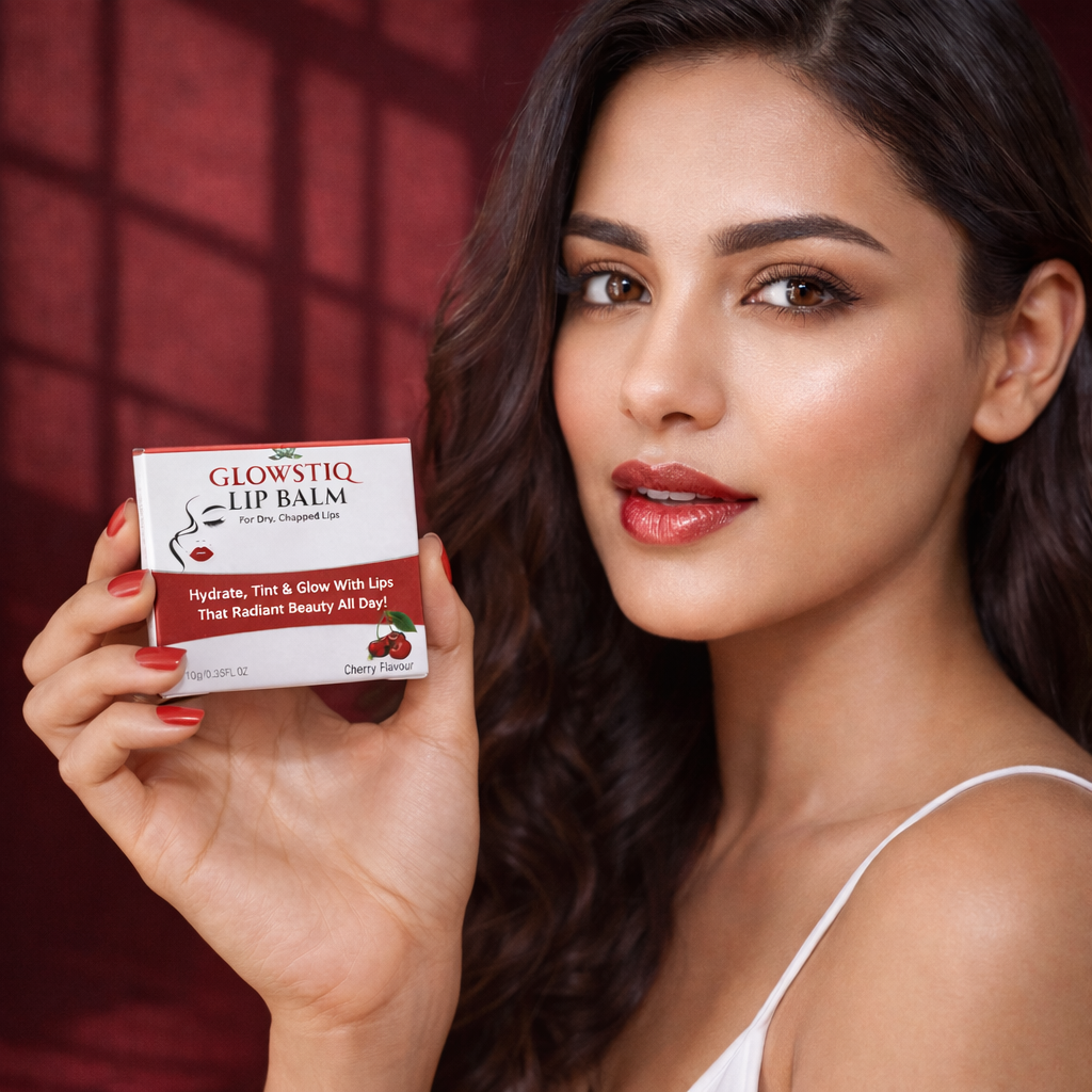 lip balm with model lip balm cherry flavor with model